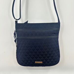 Vera Bradley Triple Zip Hipster Navy Blue Quilted Cotton Crossbody Bag